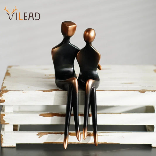 DecorBites™ Elegant Resin Couple Sculptures: Modern Art Statues for Desk Decor & Anniversary Gift
