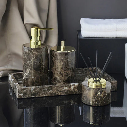 DecorBites™ Emperador Dark Marble Bathroom Set with Luxury Accessories