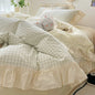 Decobites Korean Princess Style Cotton Bedding Set with Ruffles and Lace