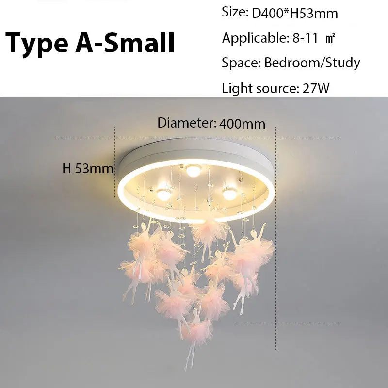 DecorBites™ Dancing Girl LED Chandelier: Modern Kids Room Light, Cartoon Ceiling Lamp