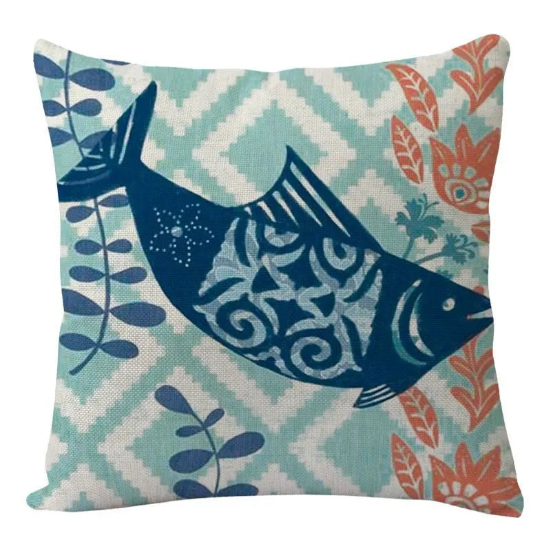 DecorBites™ Coastal Cushion Cover - Sea Theme Decorative Sofa Pillowcase
