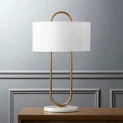 DecorBites™ Gold Luxury LED Table Lamp with White Lampshade for Home and Hotel Decoration