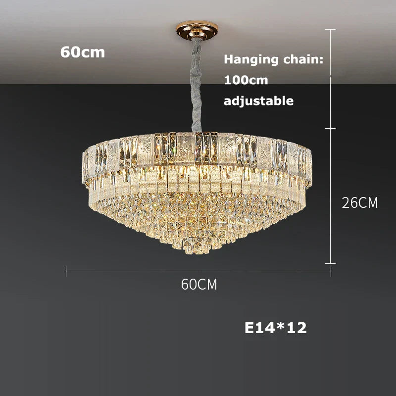 DecorBites™ K9 Crystal Gold Chandelier Lighting for Living Room