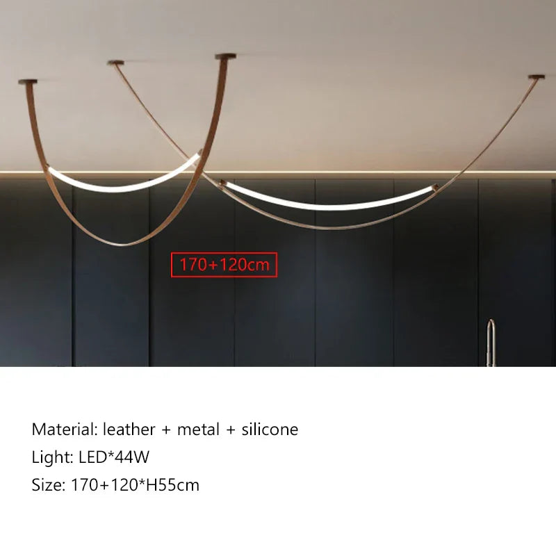 DecorBites™ Leather Chandelier: Minimalist Nordic LED Pendant Lamp for Living Room, Dining Room & Bedroom