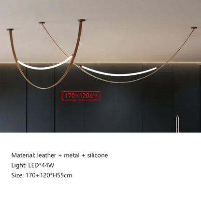 DecorBites™ Leather Chandelier: Minimalist Nordic LED Pendant Lamp for Living Room, Dining Room & Bedroom