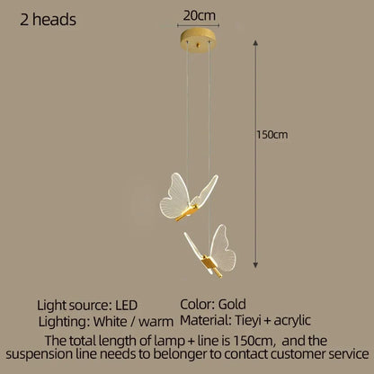 DecorBites™ LED Chandelier: Modern Butterfly Design, Acrylic, Exhibition Hall, Staircase, Bedroom Night Lamp Lighting Fixtures