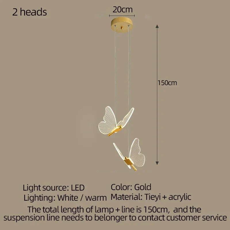 Acrylic Butterfly LED Chandelier 9-Head Staircase