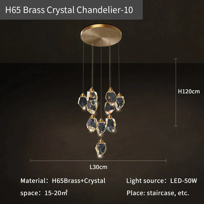 DecorBites™ Crystal Loft Chandelier for Villa Duplex, Large Pendant Lighting for Stairwell