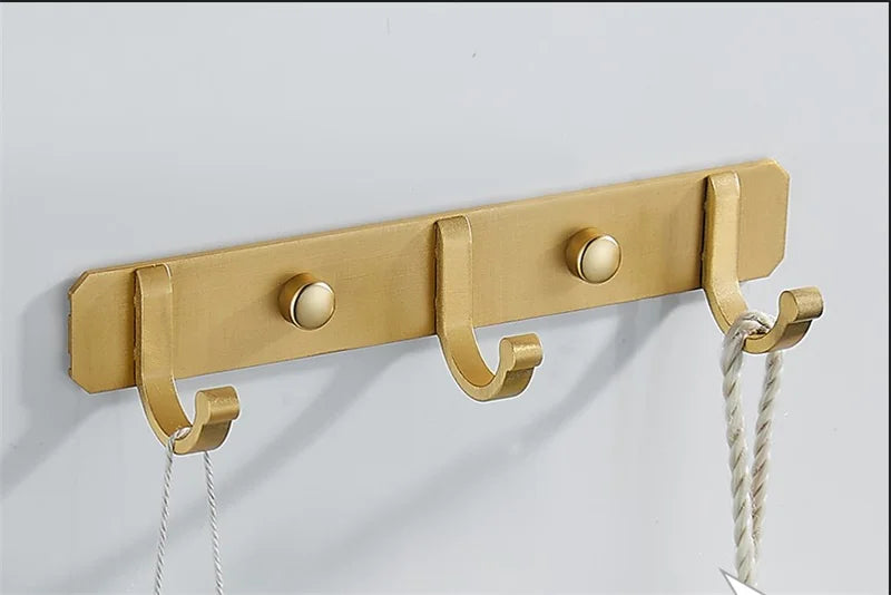 DecorBites™ Brushed Gold Aluminum Robe Hooks Set of 4 - Bathroom & Kitchen Hangers