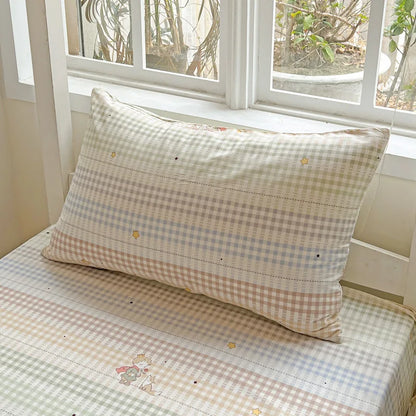 DecorBites™ Cotton Grid Pattern Bedding Set with Duvet Cover & Pillowcases for Double Bed