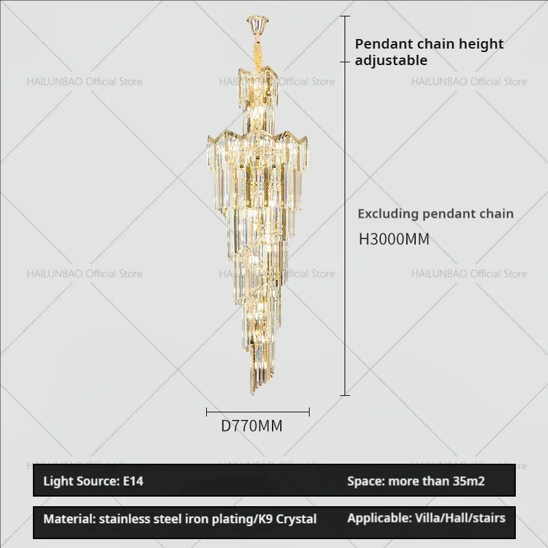 DecorBites™ Crystal Chandelier: European Villa Hotel Luxury Hollow Building Middle Floor Lighting