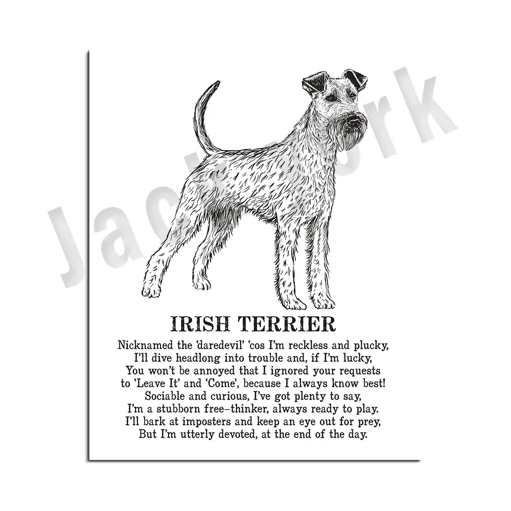 DecorBites™ Cozy Canine Collection: Dog Poetry Poster featuring Lhasa, Sheepdog, Terrier, Bulldog, Tibetan, Yorkie