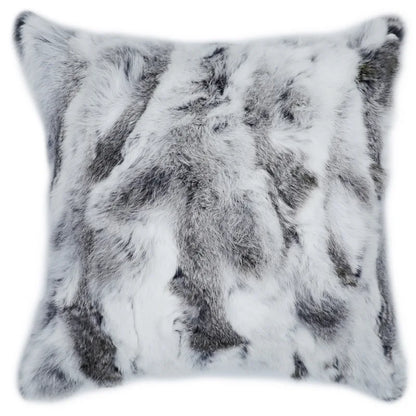 DecorBites™ Gray Faux Rex Rabbit Fur Decorative Cushion Coverluxury Throw Pillow