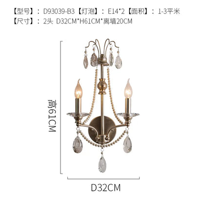 DecorBites™ French Retro Crystal LED Wall Lamp - Luxury Iron Art Decor for Living Room