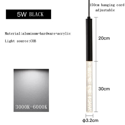 DecorBites™ Black Cylinder Pendant Lights for Modern Kitchen Island and Dining Table