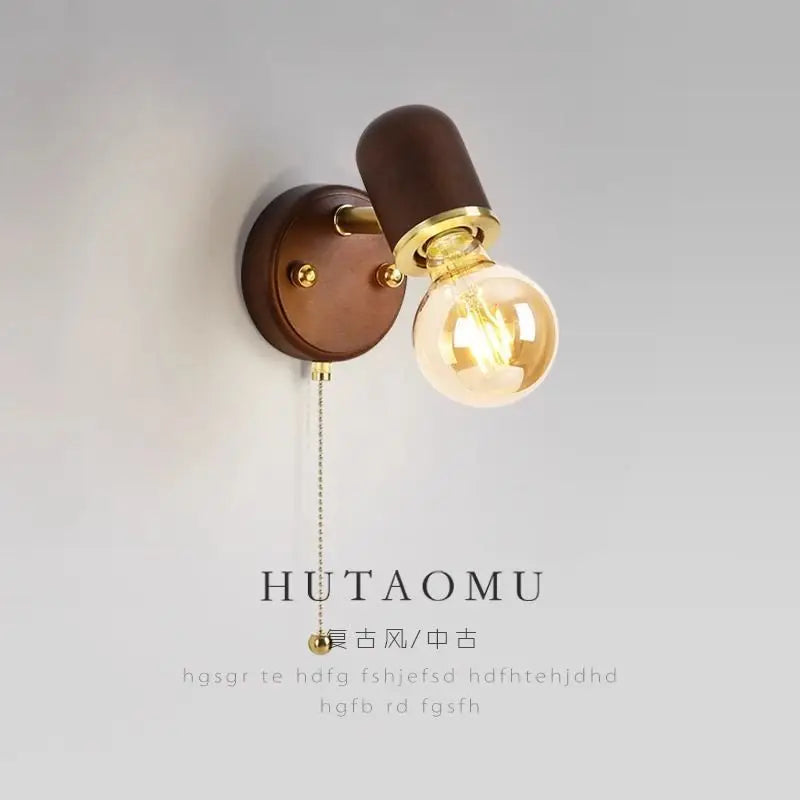 Decorbites™ Japanische Walnuss-Holzwandlampe für Schlafzimmer, Flur, Korridor, Treppenhaus