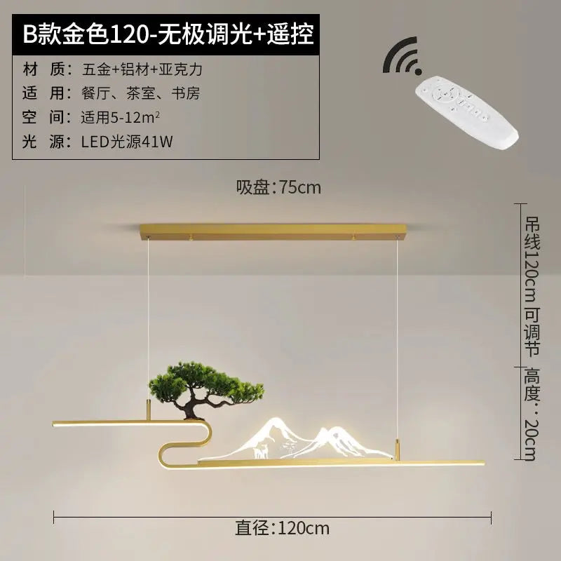 DecorBites™ Acrylic Mountain Peak Pendant Lights for Chinese Living Room Study Zen Restaurant