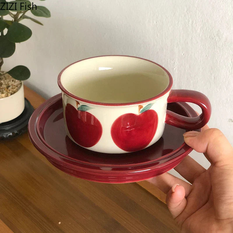 طقم أكواب قهوة من البورسلين بنقشة الفواكه من DecorBites™ لطاولة الطعام وشاي ما بعد الظهيرة