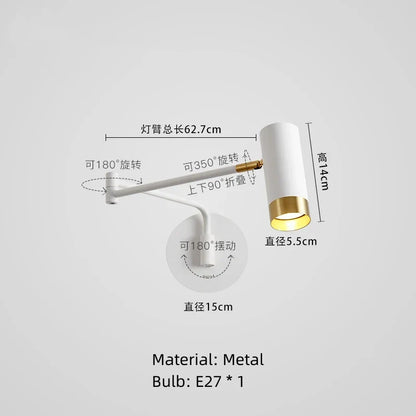 DecorBites™ LED Rotatable Wall Lamp Gold Black White Metal Sconce E27 Bulb