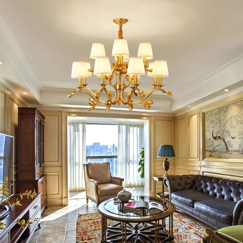 Gold Copper Fabric Chandelier