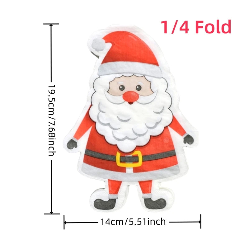 20Pcs/Bag Cartoon Die Cut Santa Claus Stocking Tree Decoupage Paper Napkins Paper Serviettes for Christmas Party Tableware Decor