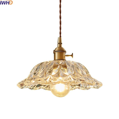 DecorBites™ Japanese Style LED Pendant Lamp Copper Glass Hanging Light Fixtures