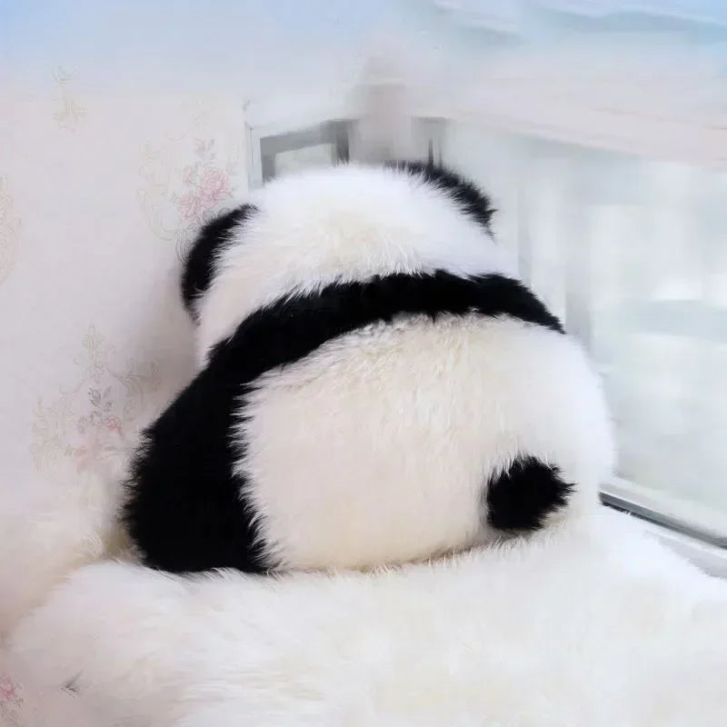 Decobites Super Cute Angry Panda Wool Back Throw Pillow for Bed, Sofa, Floor - Cozy Cushion