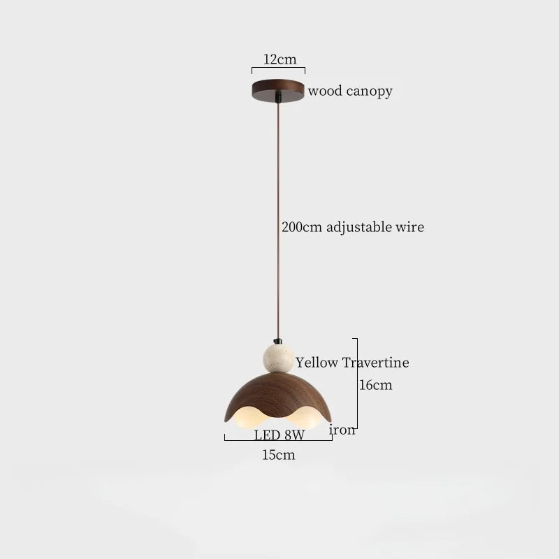 Yellow Travertine Pendant Lamp Polished Copper