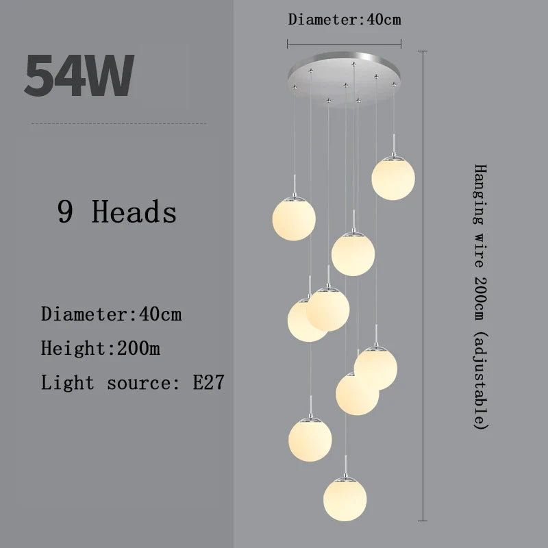 Nordic Glass Staircase Chandelier Pendant Light