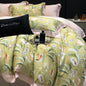 Decobites Rose Flowers Bamboo Fiber Bedding Set: Soft & Silky, 1 Duvet Cover, 2 Pillowcases, 1 Flat Sheet