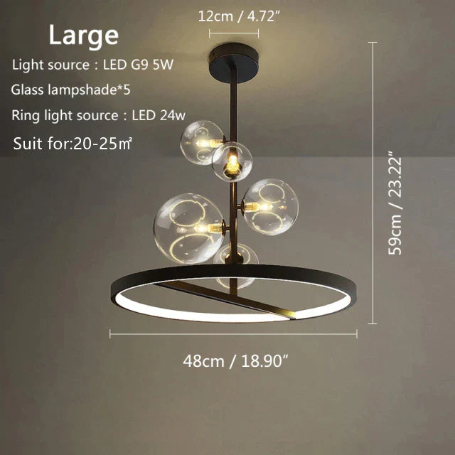 DecorBites™ Glass Bubble LED Pendant Chandelier for Modern Living Room Decor