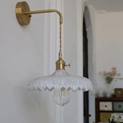 Decorbites™ Amber Vintage LED Wandlampe Glas Kupfer Zugschalter für Schlafzimmer