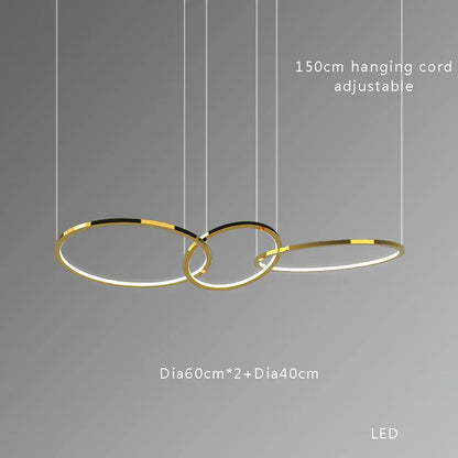 Lámparas colgantes circulares DecorBites™ de acero inoxidable dorado para la decoración del hogar y el comedor