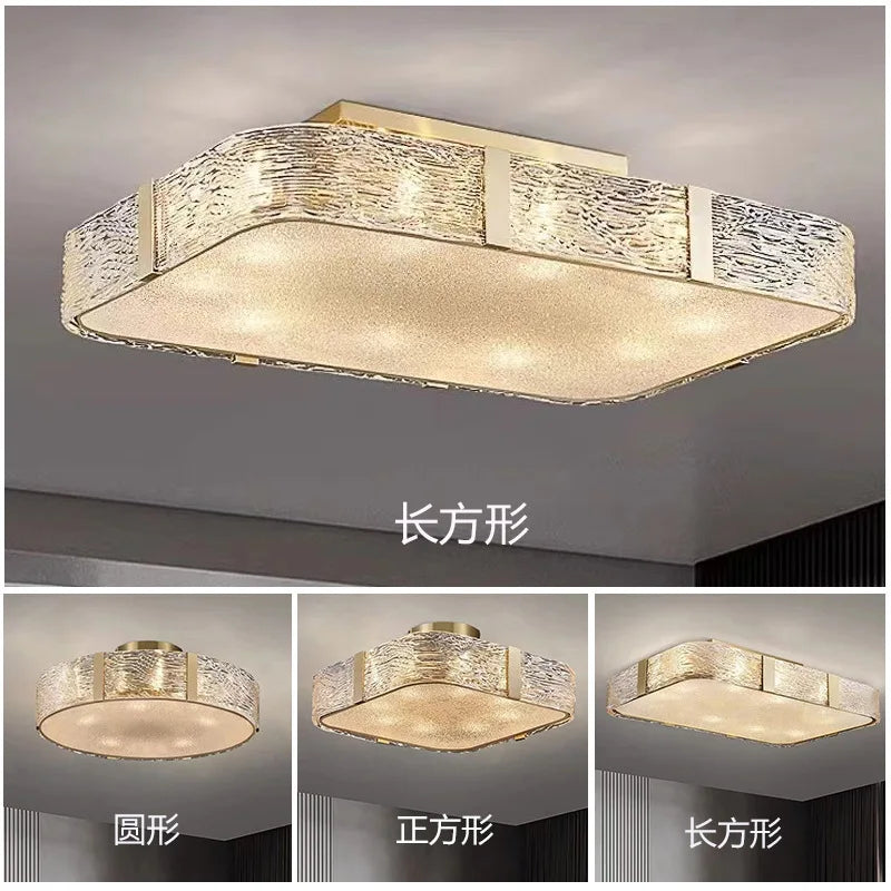 DecorBites™ Gold Glass Ceiling Chandelier LED Suspension Luminaire for Home Decor