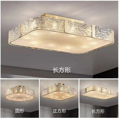 DecorBites™ Gold Glass Ceiling Chandelier LED Suspension Luminaire for Home Decor