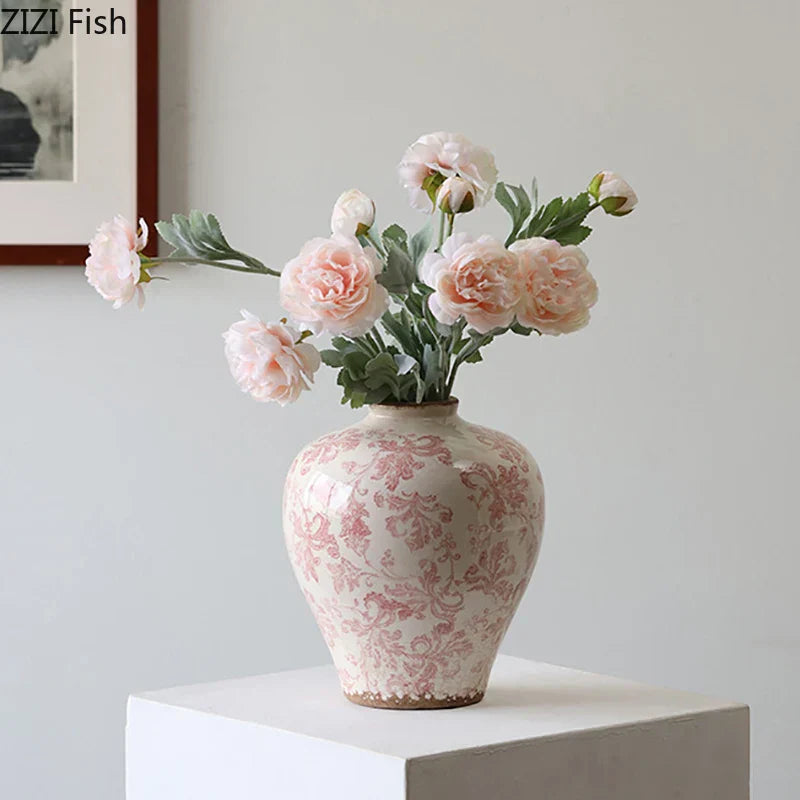 Jarrón de porcelana azul y blanca con textura craquelada DecorBites™, decoración de mesa, estética para arreglos florales