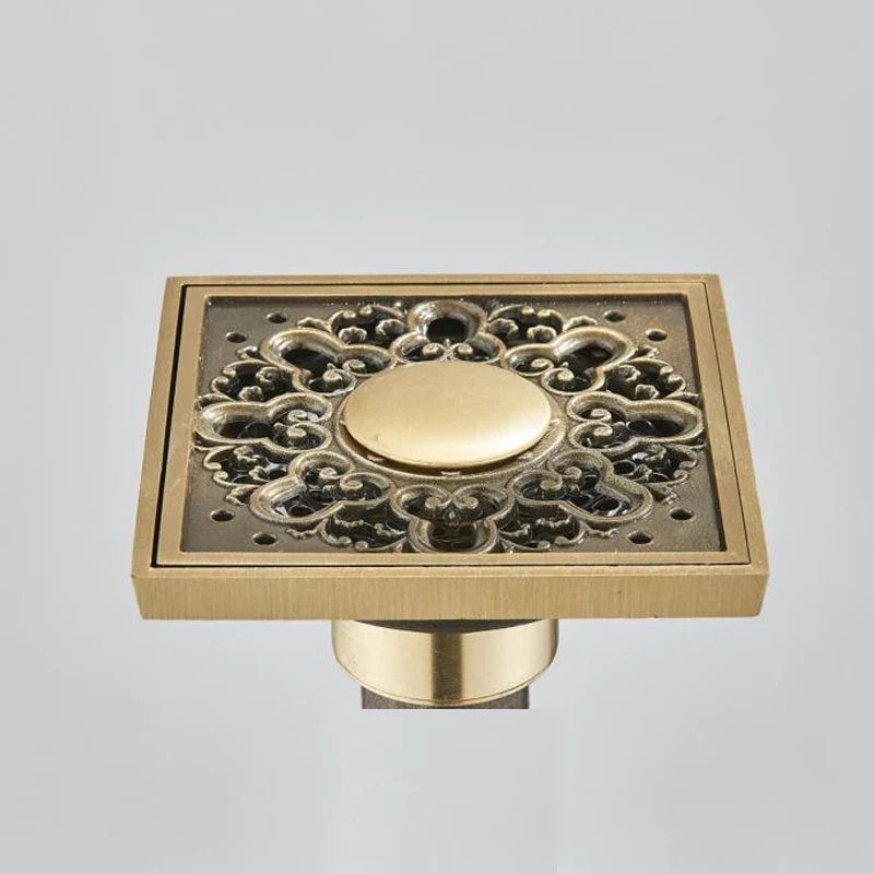 مصفاة شعر من ديكوربايتس™ بتصميم مربع من النحاس العتيق على شكل سمكة منحوتة على شكل مصرف أرضي للحمام