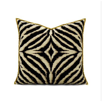 Funda de cojín DecorBites™ con estampado de cebra dorado en jacquard - Decoración moderna de lujo