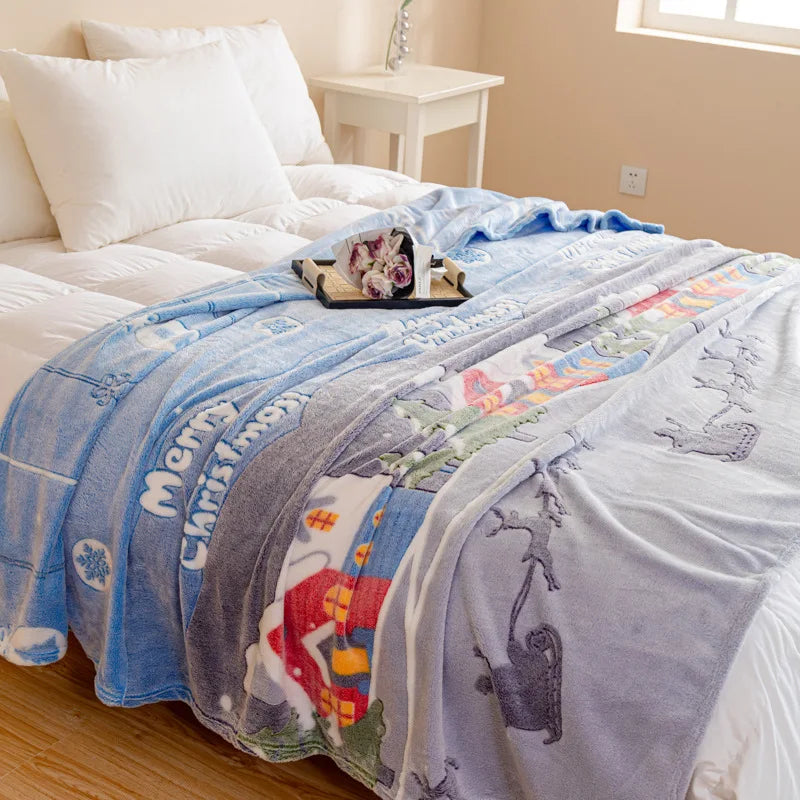 DecorBites™ Christmas Pattern Printed Soft Blanket: Fine Fluffy Multi-Purpose Bed Sofa Cover