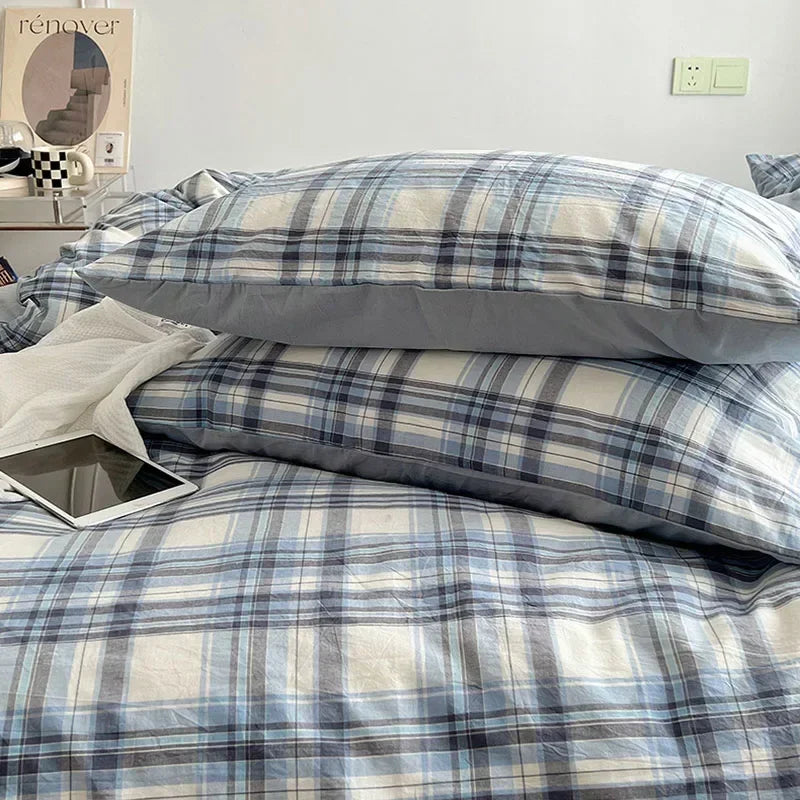 DecorBites™ Japanese Style Cotton Printed 4Pcs Bedding Set with Double-Sided Design