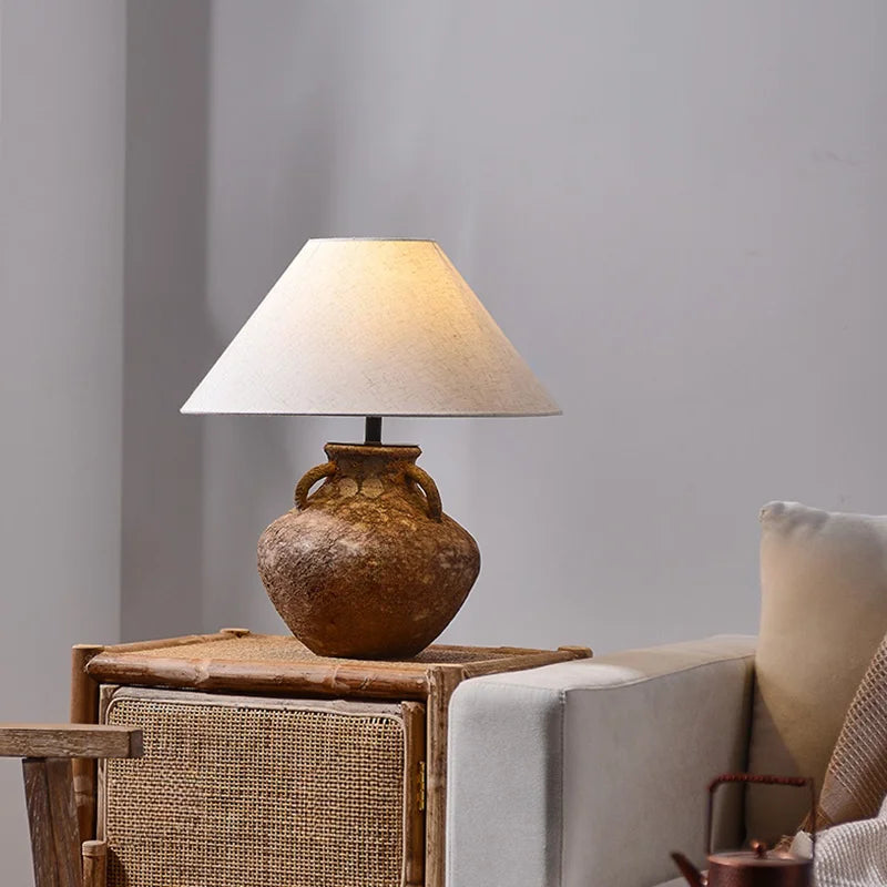 Decorbites™ Landetischleuchte mit Stofflampenschirm für Vintage-Schlafzimmer-Dekor