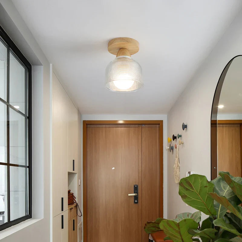 DecorBites™ LED Ceiling Lamp Modern Style Wood Glass Luminaria