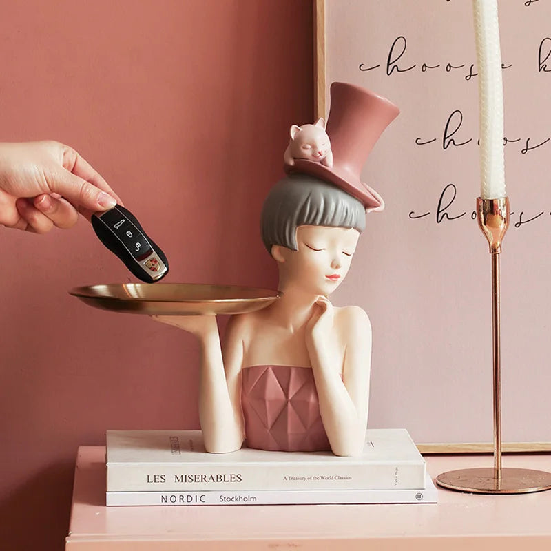 DecorBites™ Elegant Woman Bust Sculpture Tray | Modern Home Decor Living Room Decorations