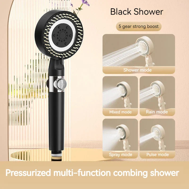 DecorBites™ Black Gas Rain Mist Shower Head for High Water Pressure and Polished Look
