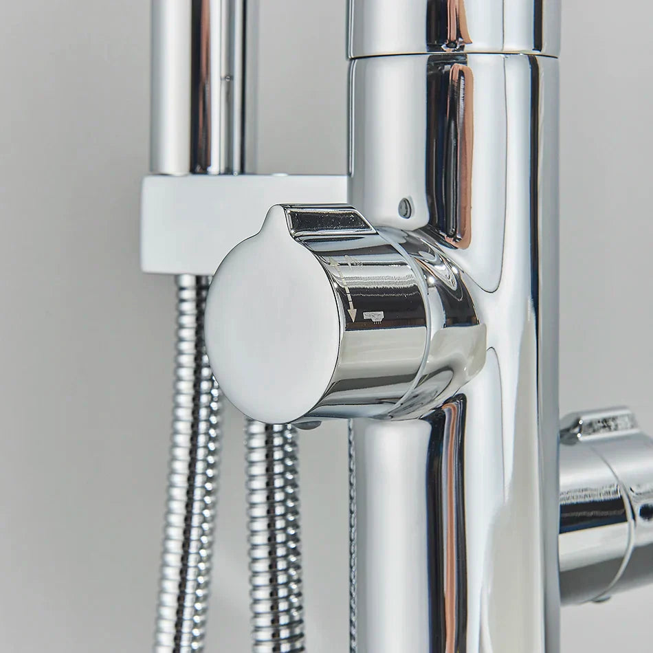 DecorBites™ Dual Handle Black Waterfall Bathtub Faucet Floor Standing Set for Bathroom