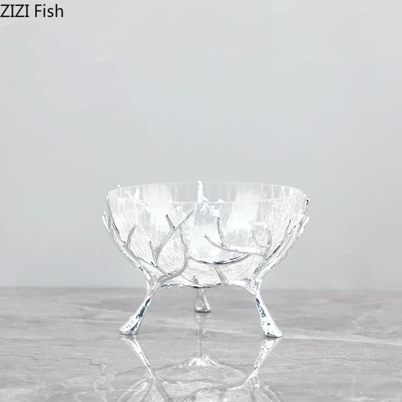 DecorBites™ Golden Branches Glass Bowl Set for Home Kitchen Desserts and Snacks