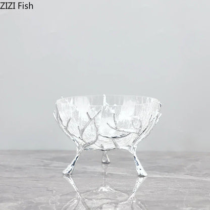 DecorBites™ Golden Branches Glass Bowl Set for Home Kitchen Desserts and Snacks