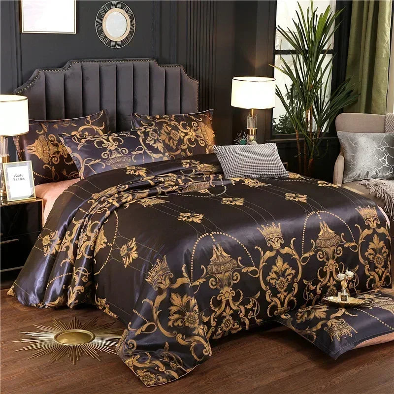 Decobites Luxury Jacquard King Size Bedding Set: European-Inspired Elegance for Queen & Double Beds