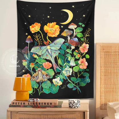 Floral Moon Luna Tapestry for Home Decor by Decobites