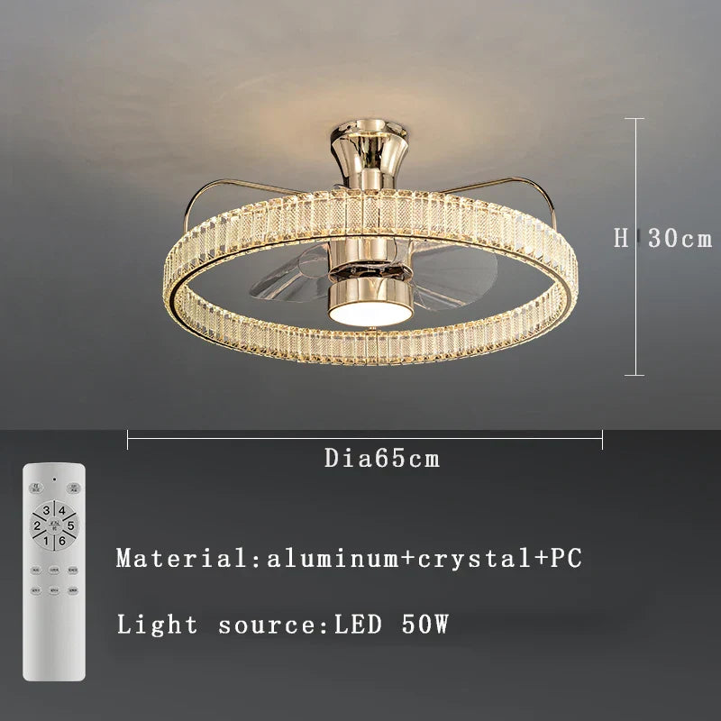 DecorBites™ Crystal Luxury Ceiling Fan Light with Invisible Blades & Remote Control